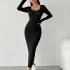 Women's Round Neck Black Dress