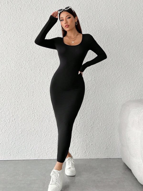 Women's Round Neck Black Dress