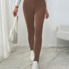 Women Solid Color High Waist Thermal Lined Casual Leggings, Versatile For Autumn/Winter