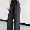 Solid Slant Pocket Wide Leg Suit Pants