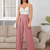 Women's Solid Color Zipper Closure Long Pants