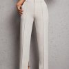Solid Split Hem Suit Pants