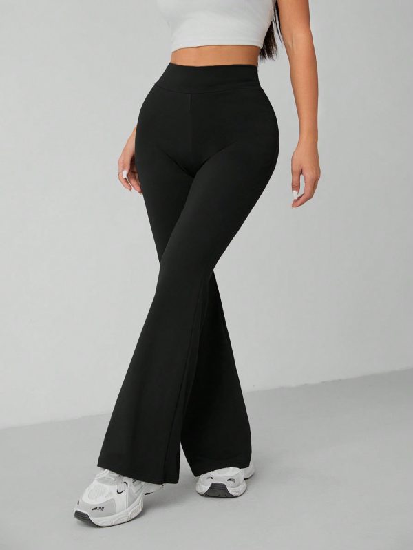 Solid Skinny Flare Leg Pants