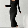 Women's Round Neck Black Dress