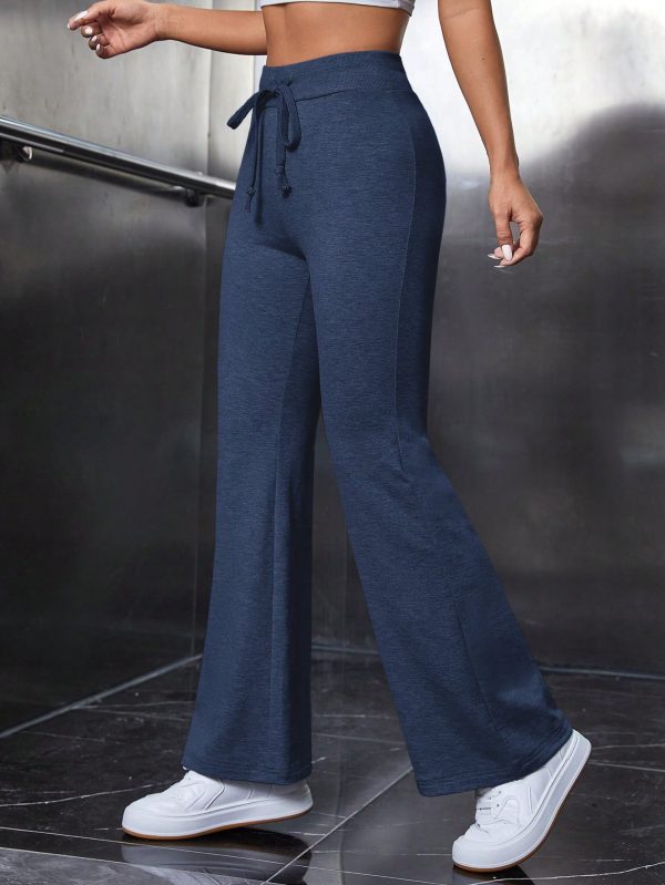 Drawstring Waist Flare Leg Pants