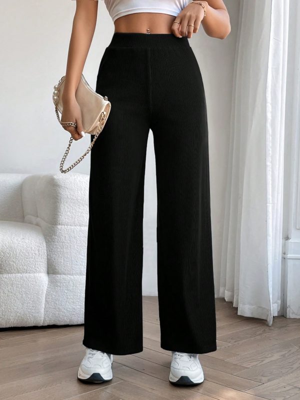 Solid Wide Leg Dress Pants