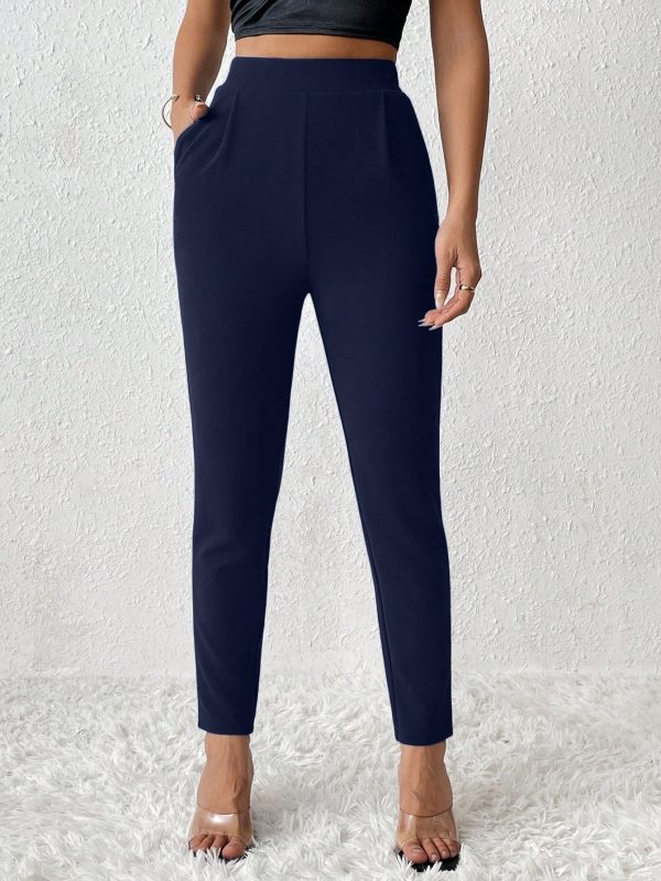 Solid Color Tapered Spring Women Pants